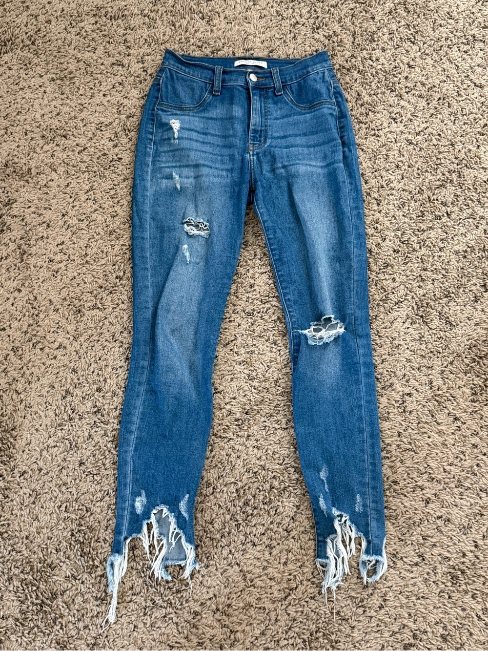 Encore Women's Distressed Blue Skinny Jeans